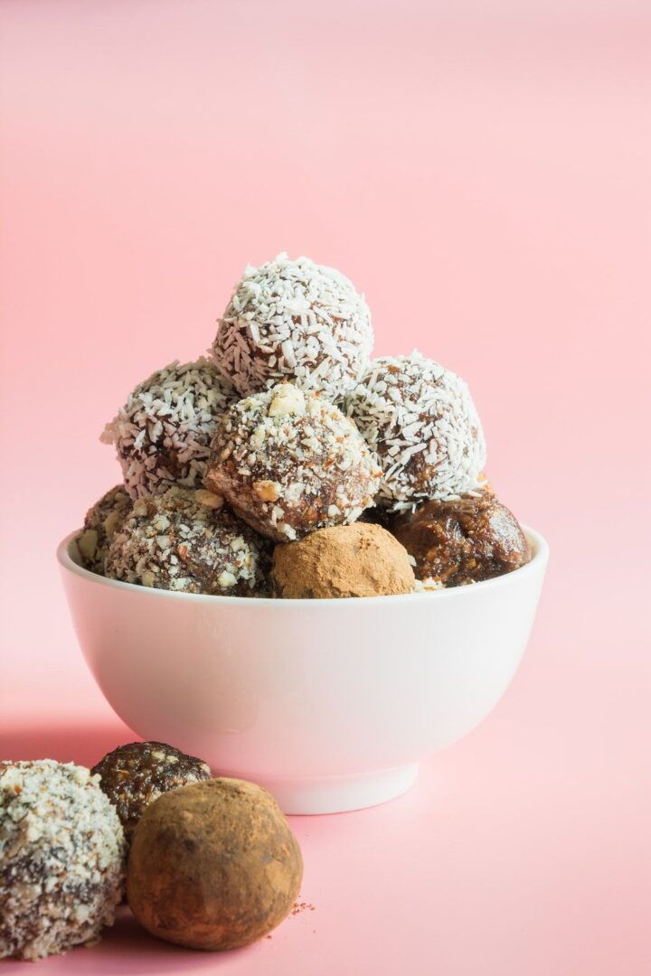 Bowl full of Trupples isolated in pink background