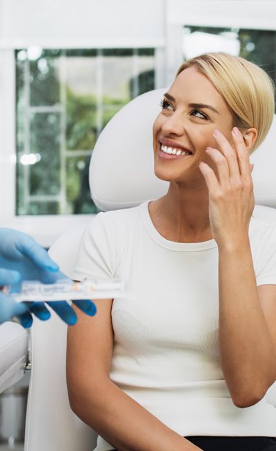 Female patient in pre-treatment of injectable procedure